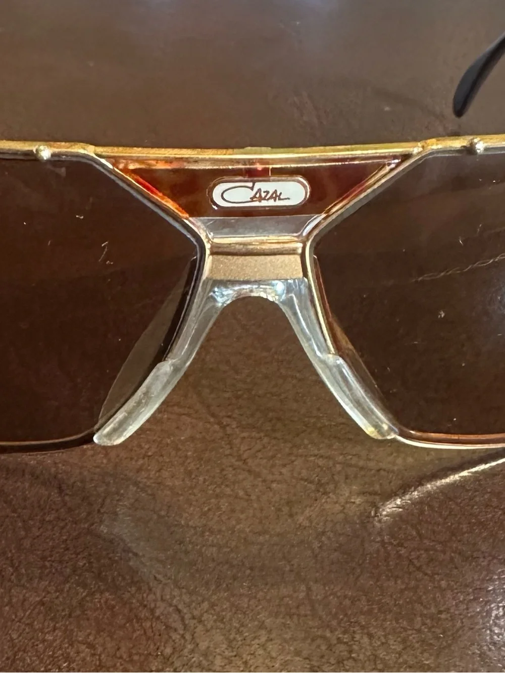 CAZAL 905 Men's Vintage Sunglasses Gold Metal Brown Tinted + Case & extra lenses